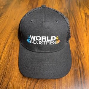 World Industries Hat Mens Snapback Black Wet Willy Flame Boy Trucker Street Y2K‎